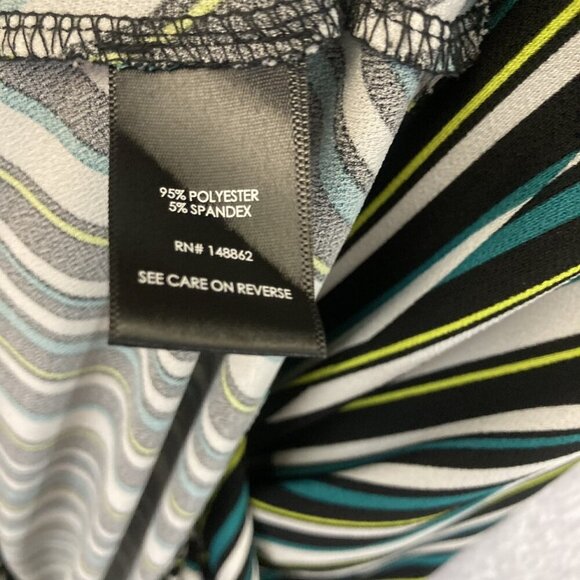 Torrid Midi Dress Womens 2 2X Black Teal Flowy Striped Short Sleeve Fit & Flare - Picture 10 of 14